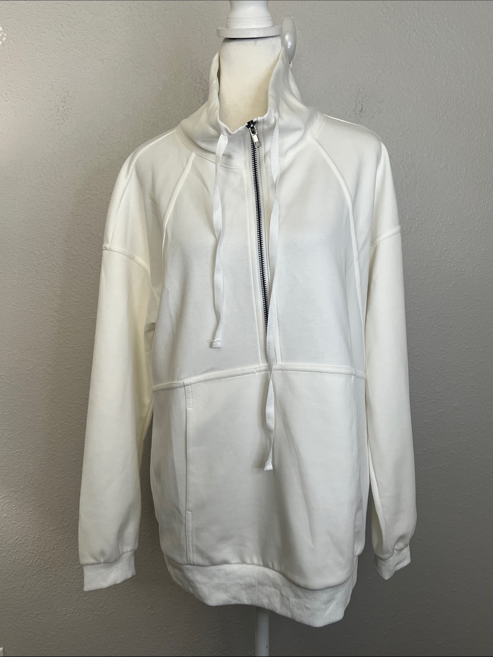 PrettyGarden Mockneck Quarterzip Pullover White Size Medium NWT